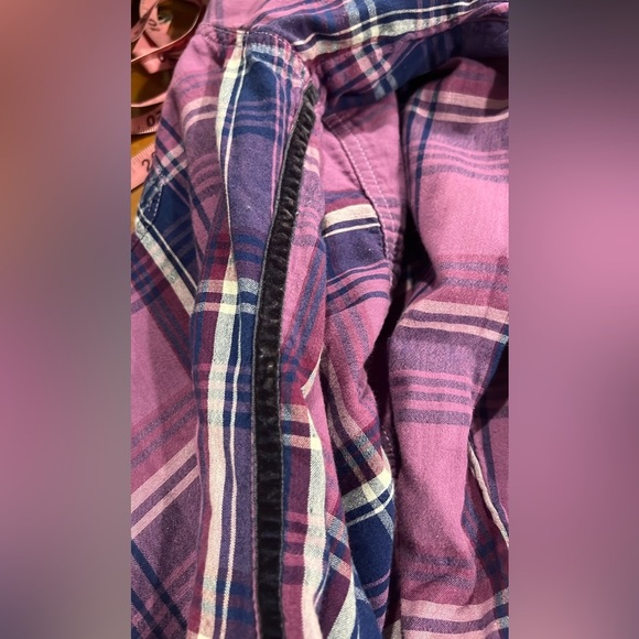 Kuhl women’s purple plaid cotton button down top size Large - Picture 6 of 10